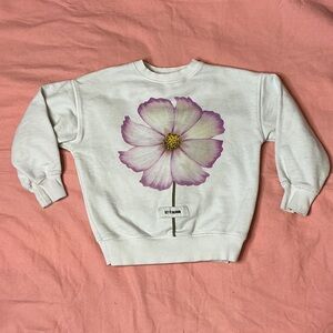 Zara White Sweatshirt with Pink Flower Design